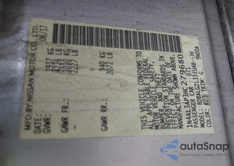 2017 Nissan Altima 2.5 S из США, поврежденный, VIN 1N4AL3AP3HC279680